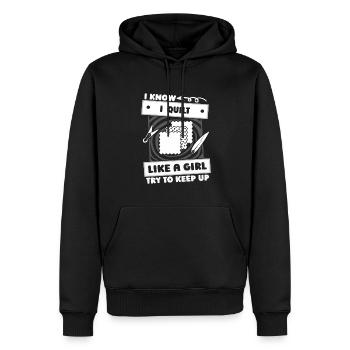 Quilting Mädchen - Männer Premium Bio Hoodie - Schwarz - Vorne - Nico (187cm)
