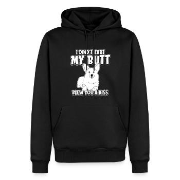 Corgi Je n’ai pas pété mes fesses t’a soufflé un baiser - Sweat à capuche Premium bio Homme - noir - Devant - Nico (187cm)