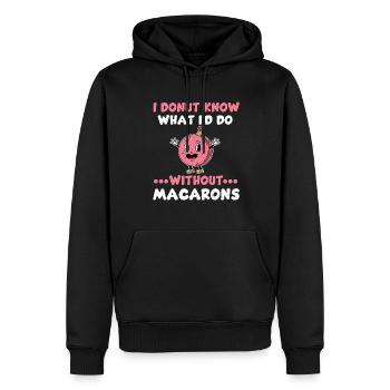Drôle de macaron et jeu de mots beignet - Sweat à capuche Premium bio Homme - noir - Devant - Nico (187cm)