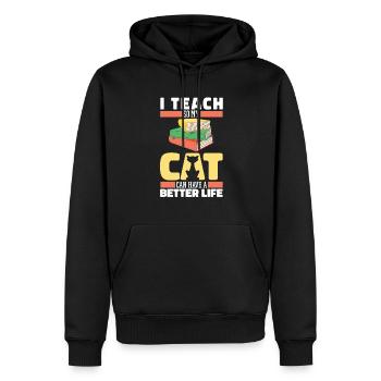 Professeur Pédagogue Chat - Sweat à capuche Premium bio Homme - noir - Devant - Nico (187cm)