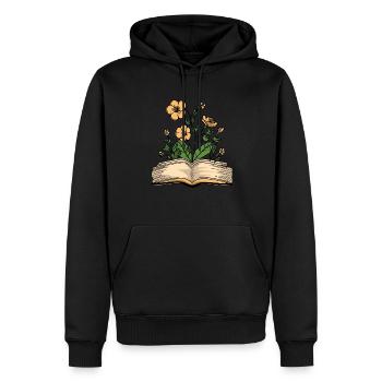 Livre Rat de bibliothèque Rat de bibliothèque Fleurs - Sweat à capuche Premium bio Homme - noir - Devant - Nico (187cm)