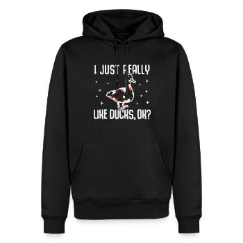 J’aime vraiment les canards, d’accord ? Canard Oiseau - Sweat à capuche Premium bio Homme - noir - Devant - Nico (187cm)