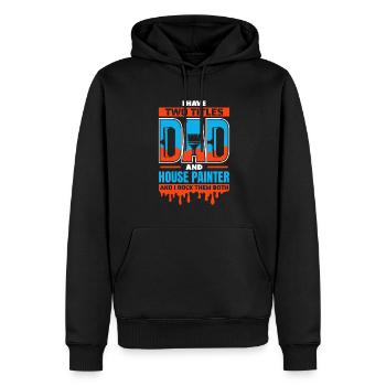 Peintre, vernisseur, papa - Sweat à capuche Premium bio Homme - noir - Devant - Nico (187cm)