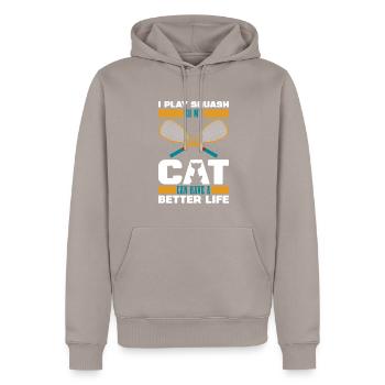 Squash Katze - Männer Premium Bio Hoodie - Taupe - Vorne - Nico (187cm)
