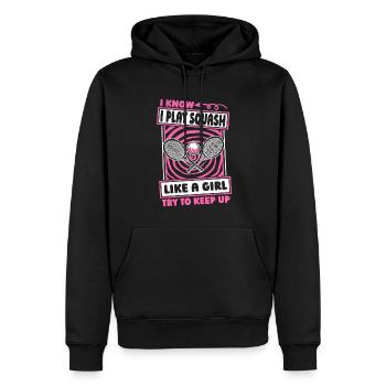 Fille de squash - Sweat à capuche Premium bio Homme - noir - Devant - Nico (187cm)