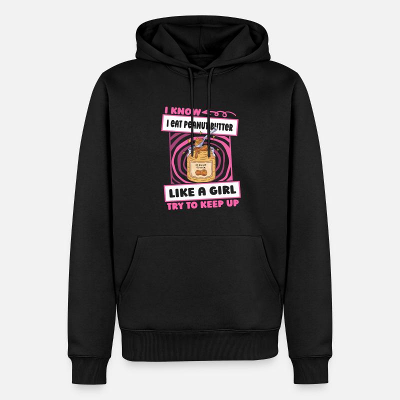 Erdnussbutter Mädchen - Männer Premium Bio Hoodie - Schwarz