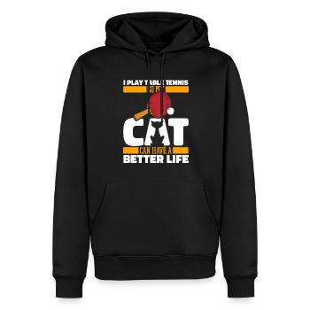 Tischtennis Pingpong Katze - Männer Premium Bio Hoodie - Schwarz - Vorne - Nico (187cm)