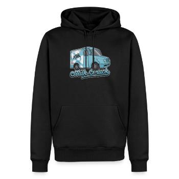 Lait de vache Panier de lait frais - Sweat à capuche Premium bio Homme - noir - Devant - Nico (187cm)