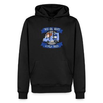 Lait de vache Panier de lait de fille - Sweat à capuche Premium bio Homme - noir - Devant - Nico (187cm)