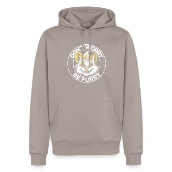 Furry Fandom Fursuits - Men’s Premium Organic Hoodie - taupe - Front - Nico (187cm)