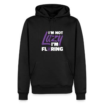 Fibromyalgie Rhumatisme Humour - Sweat à capuche Premium bio Homme - noir - Devant - Nico (187cm)
