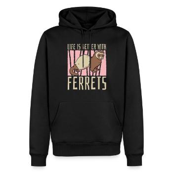 Frettchen Iltis Witzig - Männer Premium Bio Hoodie - Schwarz - Vorne - Nico (187cm)