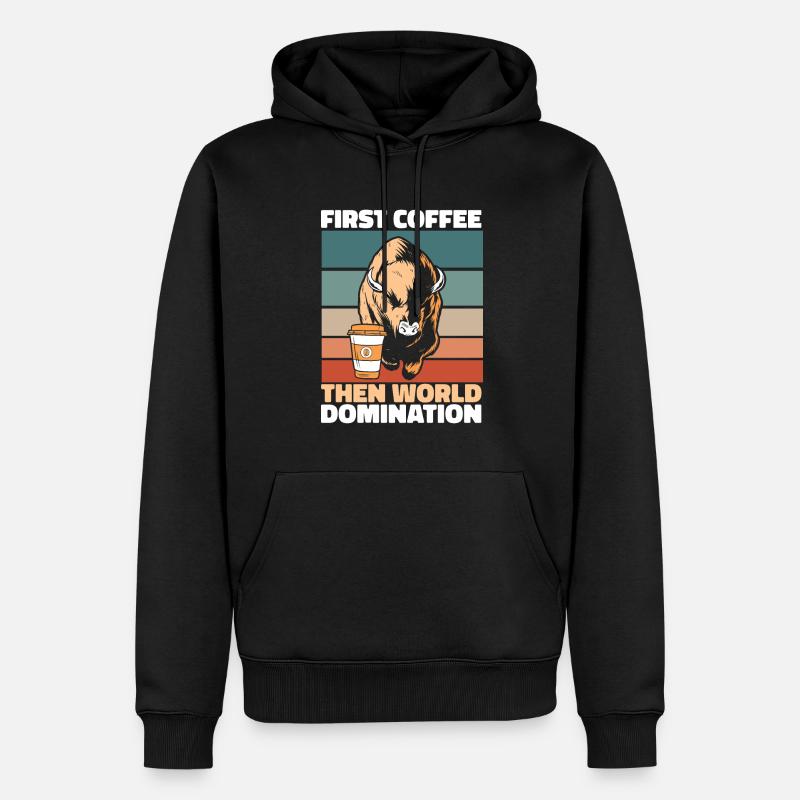 Café Bison Buffalo - Sweat à capuche Premium bio Homme - noir