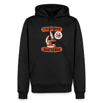 Biologie Biologiste Bactéries Je joue avec des bactéries - Sweat à capuche Premium bio Homme - noir - Devant - Nico (187cm)
