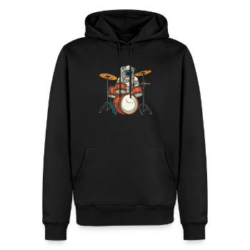 Schlagzeug Drummer Schlagzeuger Astronaut - Männer Premium Bio Hoodie - Schwarz - Vorne - Nico (187cm)