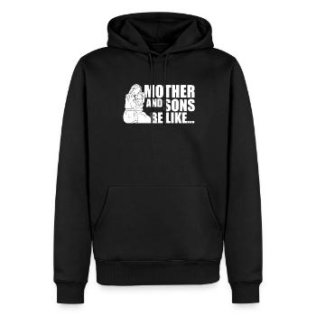 Maman Mère Amour - Sweat à capuche Premium bio Homme - noir - Devant - Nico (187cm)