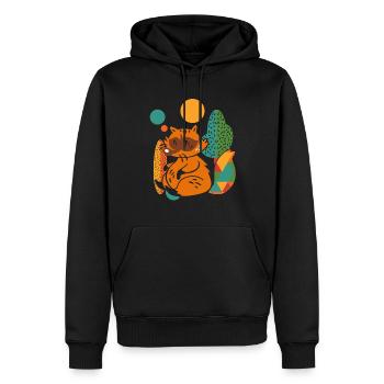 Raton laveur mignon - Sweat à capuche Premium bio Homme - noir - Devant - Nico (187cm)