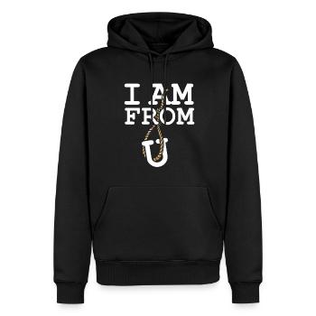 Je viens d’Europe U Rope Europe Sarcasme ironique - Sweat à capuche Premium bio Homme - noir - Devant - Nico (187cm)