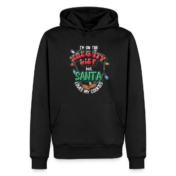 I'm On The Naughty List But Santa Loves My Cookies - Männer Premium Bio Hoodie - Schwarz - Vorne - Nico (187cm)