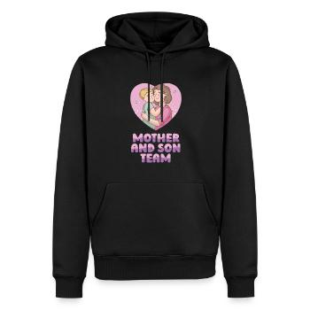 Maman Mère Fils - Sweat à capuche Premium bio Homme - noir - Devant - Nico (187cm)