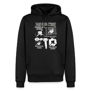 Judo Passion Sport Arts Martiaux - Sweat à capuche Premium bio Homme - noir - Devant - Nico (187cm)