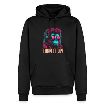 Affe DJ Sonnenbrille Kopfhörer Schimpanse Bunt - Männer Premium Bio Hoodie - Schwarz - Vorne - Nico (187cm)