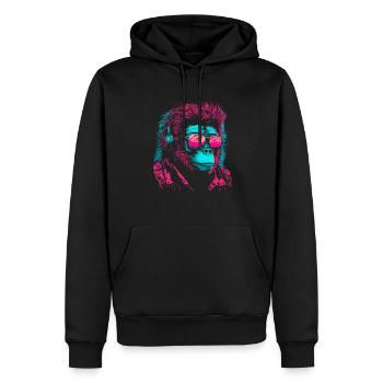 Affe DJ Sonnenbrille Kopfhörer Schimpanse Bunt - Männer Premium Bio Hoodie - Schwarz - Vorne - Nico (187cm)