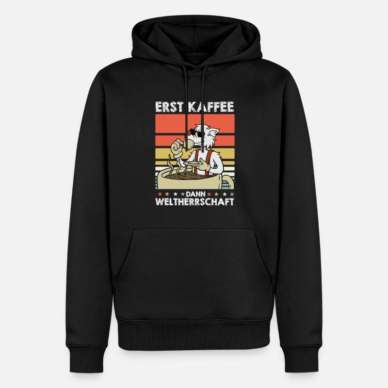 Café Wolf - Sweat à capuche Premium bio Homme - noir