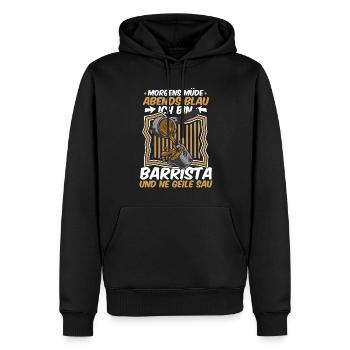 Barista Kaffee Morgens Mde Abends Blau - Männer Premium Bio Hoodie - Schwarz - Vorne - Nico (187cm)