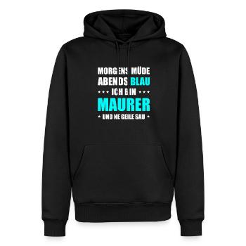 Maurer Morgens Mde Abends Blau - Männer Premium Bio Hoodie - Schwarz - Vorne - Nico (187cm)