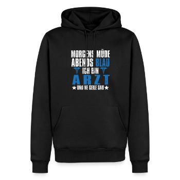 Hausarzt Doktor Morgens Mde Abends Blau - Männer Premium Bio Hoodie - Schwarz - Vorne - Nico (187cm)
