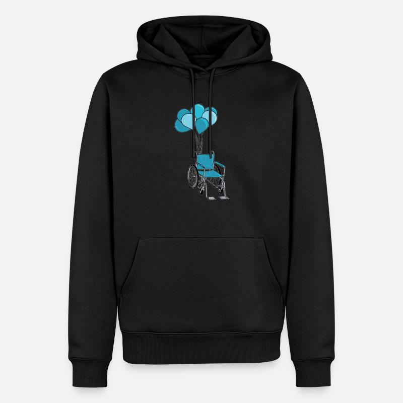 Rollstuhl Rollstuhlfahrer Ballons - Männer Premium Bio Hoodie - Schwarz