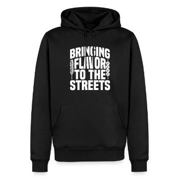Corndog de rue - Sweat à capuche Premium bio Homme - noir - Devant - Nico (187cm)