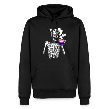 Genderfluide Skelett - Männer Premium Bio Hoodie - Schwarz - Vorne - Nico (187cm)