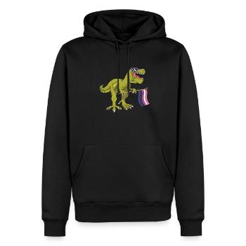 Genderfluide Dino - Männer Premium Bio Hoodie - Schwarz - Vorne - Nico (187cm)