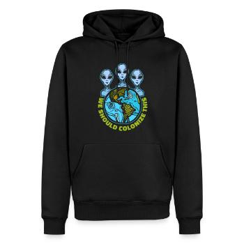 espace, espace, extraterrestres, colonisation de l’espace - Sweat à capuche Premium bio Homme - noir - Devant - Nico (187cm)