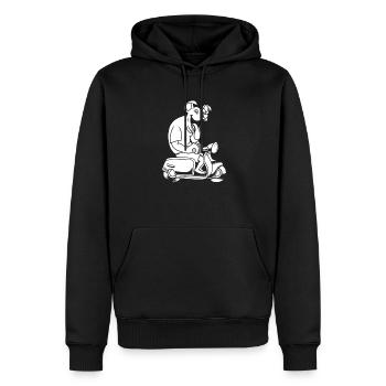 Motorroller Hund - Männer Premium Bio Hoodie - Schwarz - Vorne - Nico (187cm)