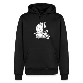 Scooter Cat - Sweat à capuche Premium bio Homme - noir - Devant - Nico (187cm)