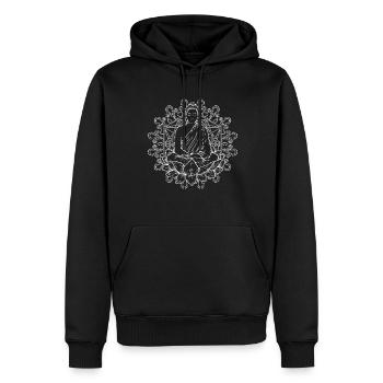 Buddha Buddhist Lotus Leaf - Men’s Premium Organic Hoodie - black - Front - Nico (187cm)