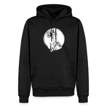 Fleurs de Geisha - Sweat à capuche Premium bio Homme - noir - Devant - Nico (187cm)