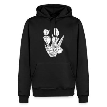Bouquet de tulipes - Sweat à capuche Premium bio Homme - noir - Devant - Nico (187cm)