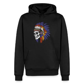 Indigene Totenkopf - Männer Premium Bio Hoodie - Schwarz - Vorne - Nico (187cm)