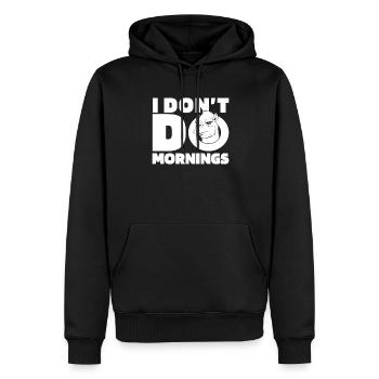 Camel Funny I Don't Do Mornings - Men’s Premium Organic Hoodie - black - Front - Nico (187cm)