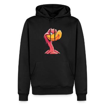 Flamant rose drôle - Sweat à capuche Premium bio Homme - noir - Devant - Nico (187cm)