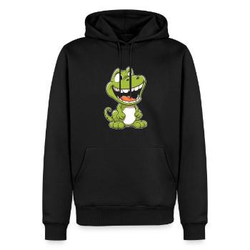 Dinosaure souriant - Sweat à capuche Premium bio Homme - noir - Devant - Nico (187cm)