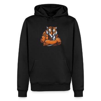 Tigre J’aime Papa - Sweat à capuche Premium bio Homme - noir - Devant - Nico (187cm)