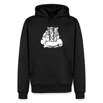 Tatouage de biceps de tigre que j’aime maman - Sweat à capuche Premium bio Homme - noir - Devant - Nico (187cm)