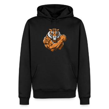Tatouage de biceps de tigre que j’aime maman - Sweat à capuche Premium bio Homme - noir - Devant - Nico (187cm)