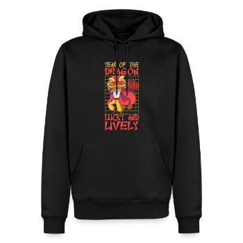 Année du Dragon 2024 - Sweat à capuche Premium bio Homme - noir - Devant - Nico (187cm)