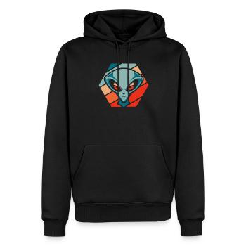 Alien Außerirdischer - Männer Premium Bio Hoodie - Schwarz - Vorne - Nico (187cm)
